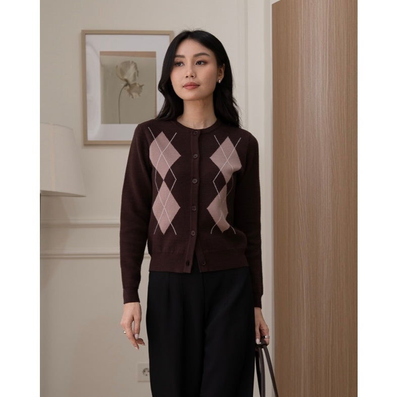 IWEARGRACIE - Argyle Knit Long Sleeve Top