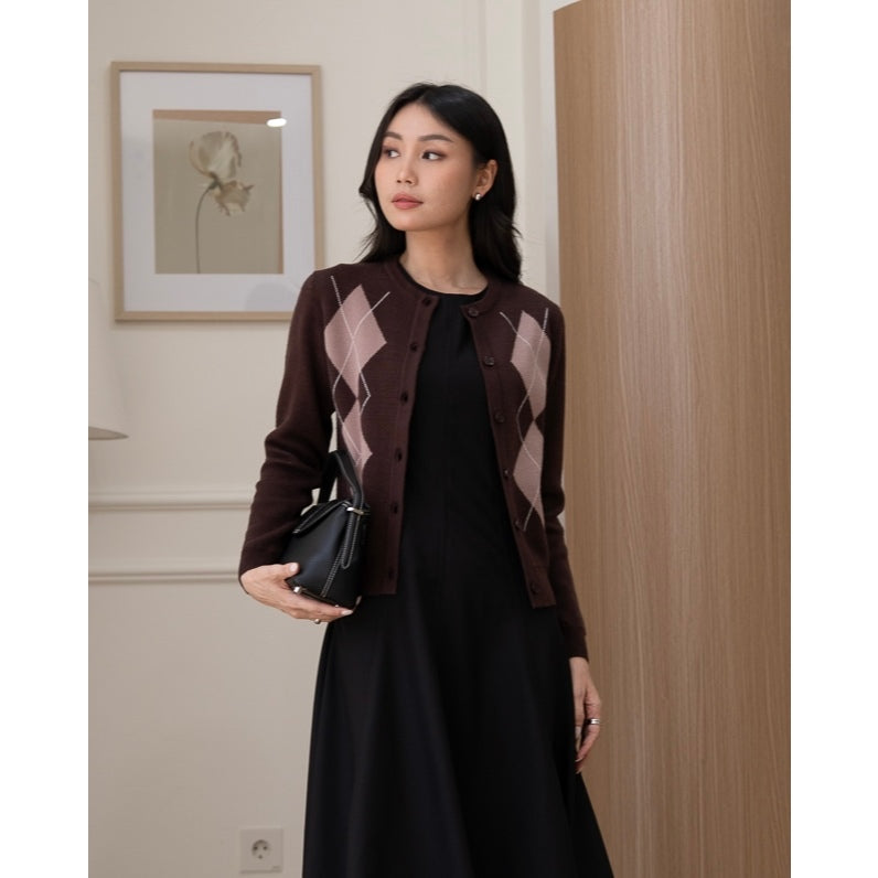 IWEARGRACIE - Argyle Knit Long Sleeve Top