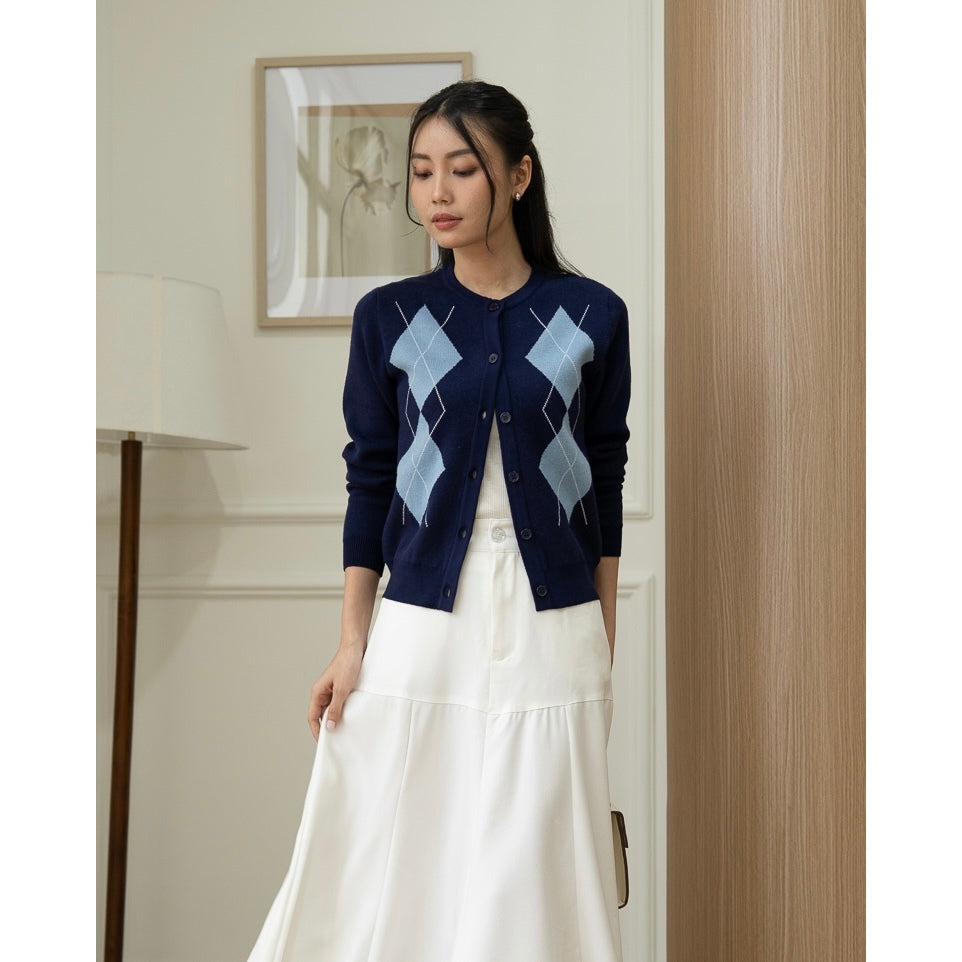 IWEARGRACIE - Argyle Knit Long Sleeve Top