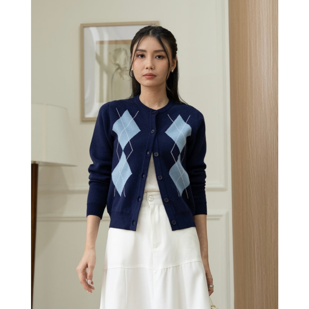 IWEARGRACIE - Argyle Knit Long Sleeve Top