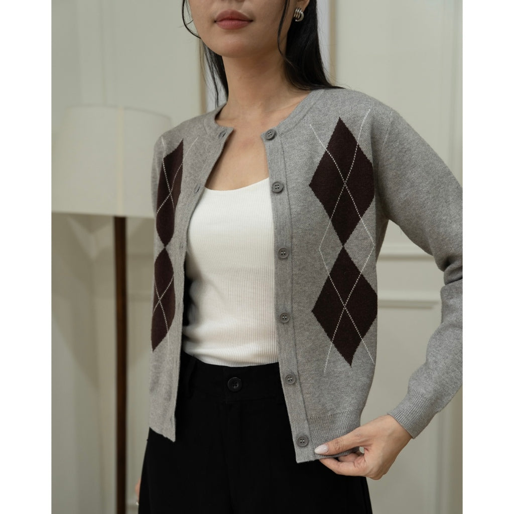 IWEARGRACIE - Argyle Knit Long Sleeve Top
