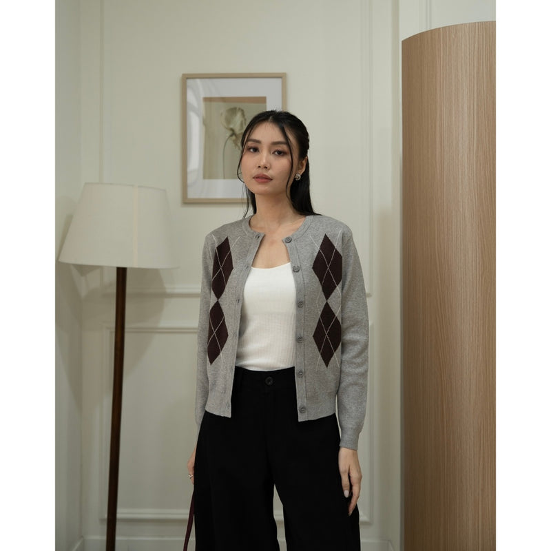 IWEARGRACIE - Argyle Knit Long Sleeve Top